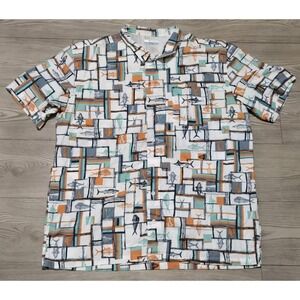 Columbia Fishing Shirt Button Up Mens Size XL Fish Patttern